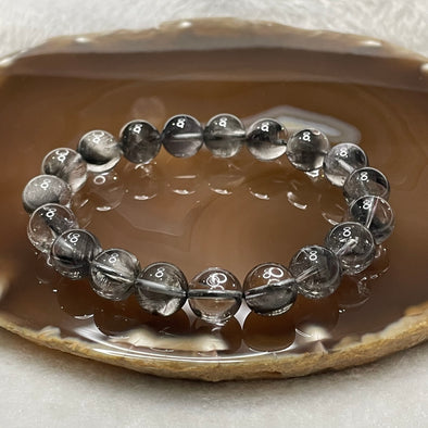 Rare High Quality Natural Sliver Titanium Crystal Bracelet 32.27g 10mm/bead 19 beads - Huangs Jadeite and Jewelry Pte Ltd