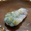 Type A Green, Lavender & Yellow Jade Jadeite Dragon Pendant - 123.3g 77.3 by 47.8 by 27.1mm - Huangs Jadeite and Jewelry Pte Ltd