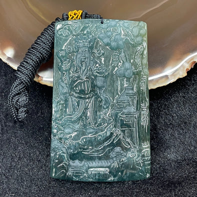 Type A Blueish Green Jade Jadeite Cai Sheng God of Fortune - 49.06g 75.0 by 45.1 by 7.0mm - Huangs Jadeite and Jewelry Pte Ltd