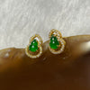 Type A Yang Green Jade Jadeite Hulu 18k Yellow Gold Earrings 0.96g 8.9 by 6.5 by 3.6mm - Huangs Jadeite and Jewelry Pte Ltd