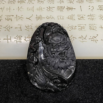 Type A Black Jade Jadeite Zhong Kui 27.91g 53.2 by 37.2 by 7.7mm - Huangs Jadeite and Jewelry Pte Ltd