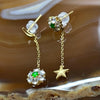 Type A Icy Jade Jadeite Flower, Moon & Star Earrings 18k Yellow Gold 1.91g 38.2 by 7.4 by 4.3mm - Huangs Jadeite and Jewelry Pte Ltd
