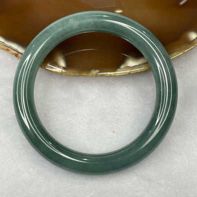 Type A Semi Icy Blueish Green Jadeite Bangle 53.53g inner diameter 57.2mm 9.6 by 9.6mm - Huangs Jadeite and Jewelry Pte Ltd