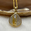 Natural Golden Rutilated Quartz 钛金 925 Silver Pendant & Chain 3.30g 22.8 by 14.2 by 5.6mn - Huangs Jadeite and Jewelry Pte Ltd