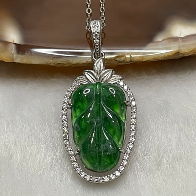 Type A Green Omphacite Jade Jadeite Leaf - 2.43g 31.1 by 14.3 by 4.4mm - Huangs Jadeite and Jewelry Pte Ltd