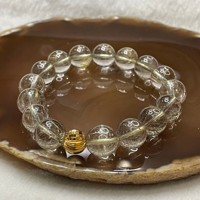 Natural Golden Rutilated Quartz Bracelet 48.21g 12.9mm/bead 16 beads - Huangs Jadeite and Jewelry Pte Ltd