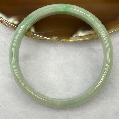 Type A Semi Icy Light Apple Green Jadeite Bangle 38.86g inner diameter 57.1mm 13.3 by 5.7mm - Huangs Jadeite and Jewelry Pte Ltd