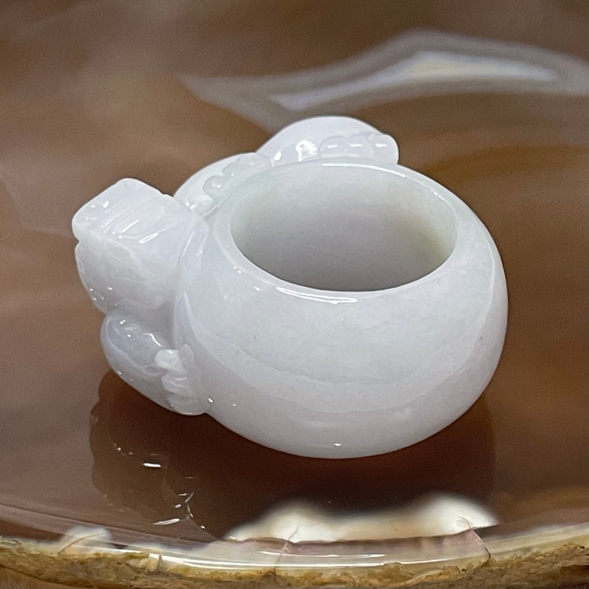 Type A Faint Lavender Jade Jadeite Pixiu - 29.05g US 10 HK 22 Inner Diameter 20.1mm Thickness 17.3 by 11.3mm - Huangs Jadeite and Jewelry Pte Ltd