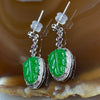 Type A Spicy Full Green Leaf Jade Jadiete 18k White Gold 3.37g 29.6 by 10.6 by 4.7mm - Huangs Jadeite and Jewelry Pte Ltd