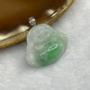 Type A Spicy Green Piao Hua Jade Jadeite Milo Buddha with 18K Gold Clasp -  6.01g 22.9 by 27.9 by 6.5mm - Huangs Jadeite and Jewelry Pte Ltd