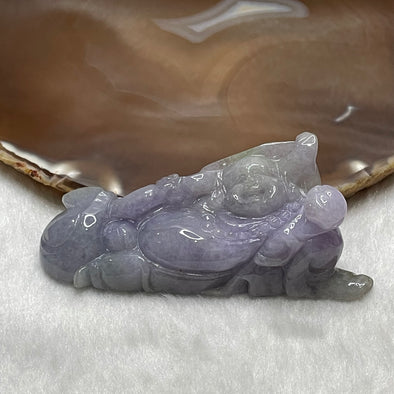 Type A Faint Green & Lavender Jade Jadeite Milo Buddha Pendant - 61.1g 84.2 by 40.1 by 20.2mm - Huangs Jadeite and Jewelry Pte Ltd