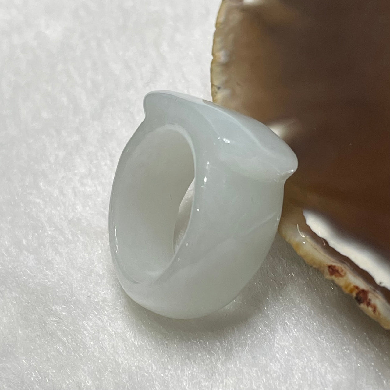 Type A Faint Green Jade Jadeite Ring - 10.85g US 9.25 HK 21 Inner Diameter 19.5mm Thickness 12.5 by 25.8 - Huangs Jadeite and Jewelry Pte Ltd