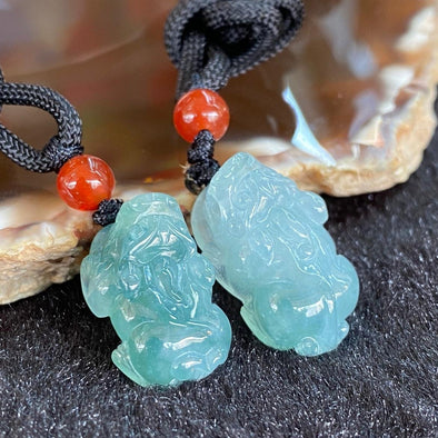 Type A Jade jadeite Pixiu pair 8.05g 22.2 by 13.6 by 8.5 mm - Huangs Jadeite and Jewelry Pte Ltd