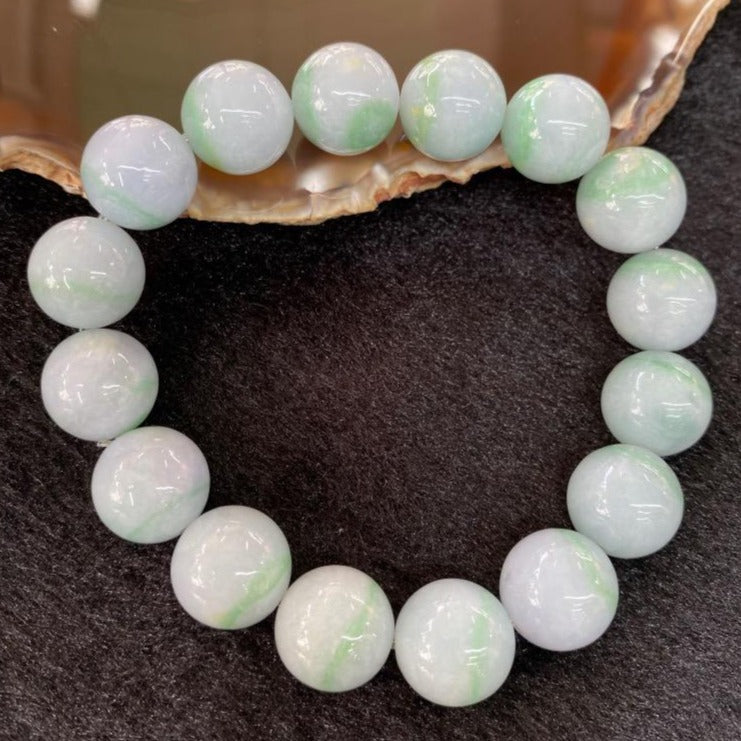 Type A Burmese Jade Jadeite Bracelet 74.34g 13.8mm 16 beads - Huangs Jadeite and Jewelry Pte Ltd