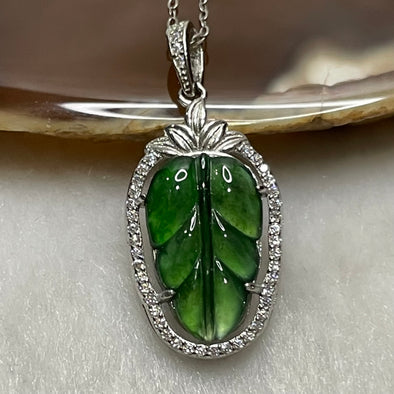 Type A Green Omphacite Jade Jadeite Leaf - 2.62g 31.1 by 14.2 by 4.7mm - Huangs Jadeite and Jewelry Pte Ltd