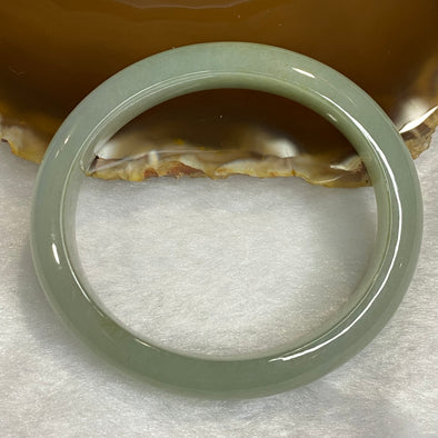 Semi ICY Type A Green Jadeite Oval Bangle 41.66g inner diameter 53.7mm 11.9 by 7.6mm - Huangs Jadeite and Jewelry Pte Ltd