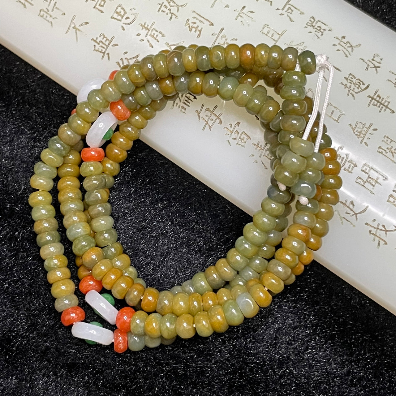 Type A Burmese Mixed Colour Yellow Green Jade Jadeite Necklace - 54.09g 5.8mm/bead - Huangs Jadeite and Jewelry Pte Ltd
