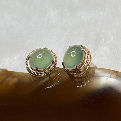 Type A Icy Green Jade Jadeite Earrings 18k Rose Gold 1.52g 9.2 by 7.9 by 6.0mm - Huangs Jadeite and Jewelry Pte Ltd