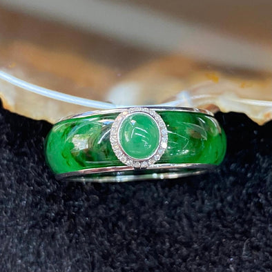 Type A Burmese Jade Jadeite Ring 18k gold & diamonds - 6.05g US10 HK22 inner diameter 19.7mm - Huangs Jadeite and Jewelry Pte Ltd