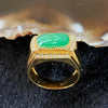 18k yellow gold Type A Burmese Jade jadeite ring US Size 9 HK Size 20 - Huangs Jadeite and Jewelry Pte Ltd