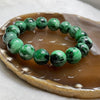 Type A Spicy Green Jade Jadeite Beads Feng Shui Health Bracelet 70.38g 14.1mm/bead 16 beads - Huangs Jadeite and Jewelry Pte Ltd