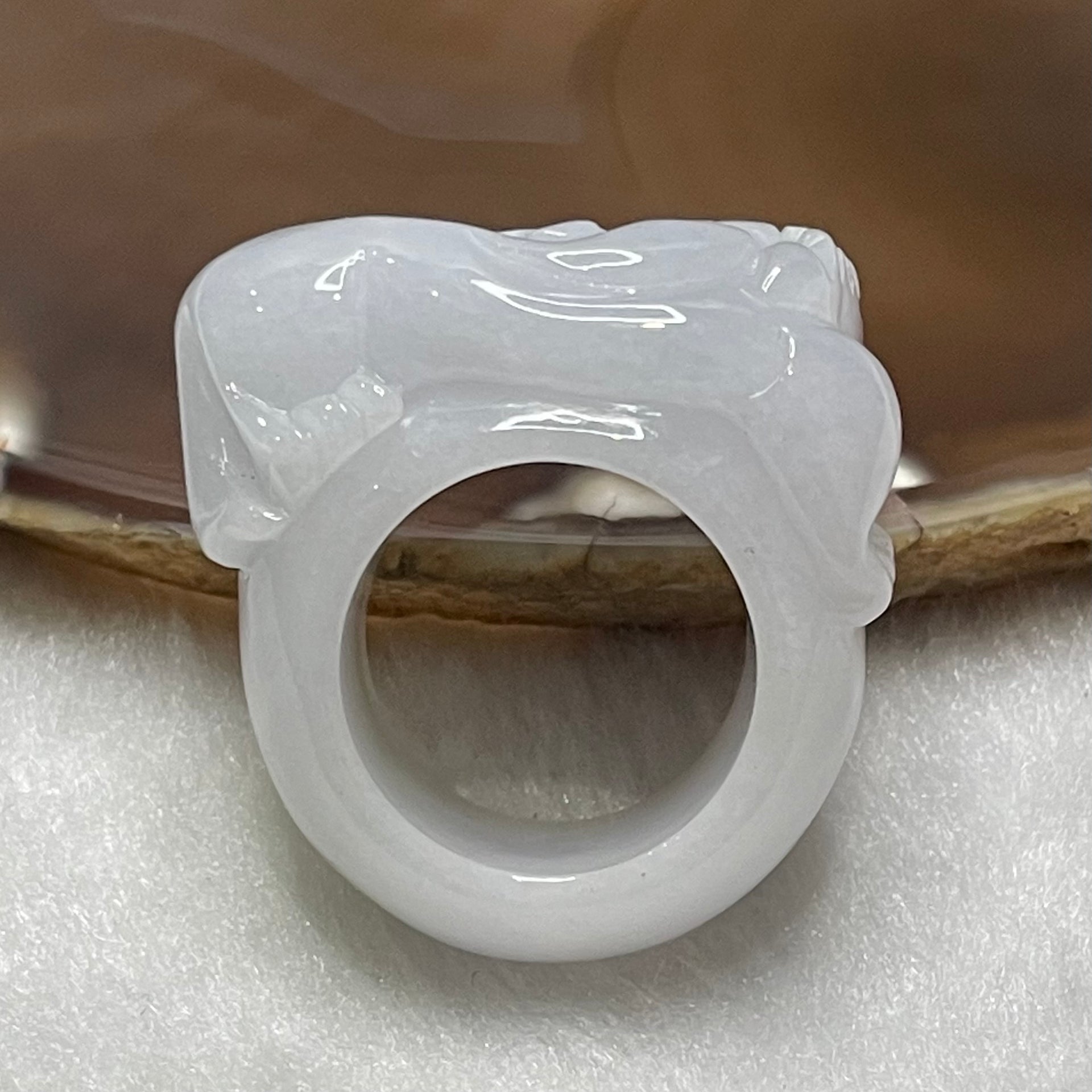 Type A Faint Lavender Jade Jadeite Pixiu - 29.05g US 10 HK 22 Inner Diameter 20.1mm Thickness 17.3 by 11.3mm - Huangs Jadeite and Jewelry Pte Ltd