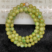 Type A Burmese Yellow With Green Jade Jadeite Necklace - 68.45g 7.5mm/ bead 102 beads - Huangs Jadeite and Jewelry Pte Ltd