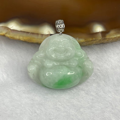 Type A Spicy Green Piao Hua Jade Jadeite Milo Buddha with 18K Gold Clasp -  5.69g 21.7 by 25.7 by 7.0mm - Huangs Jadeite and Jewelry Pte Ltd