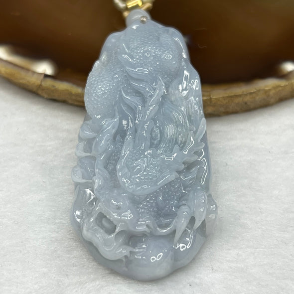Grand Master Certified Type A Lavender Jade Jadeite Dragon Pendant 53.67g 65.4 by 31.6 by 14.9 mm - Huangs Jadeite and Jewelry Pte Ltd