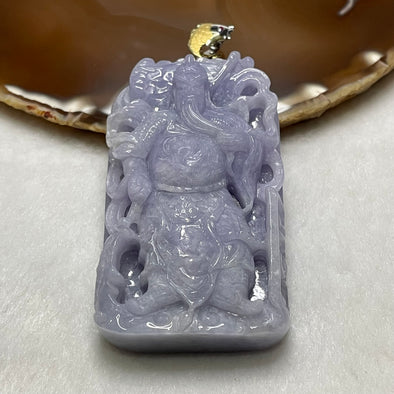 Rare Type A Intense Lavender Guan Gong Jade Jadeite 18k gold with NGI Cert 106.26g 90.0 by 41.3 by 15.8mm - Huangs Jadeite and Jewelry Pte Ltd