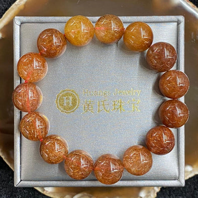 Natural Copper Rutilated Quartz 铜发晶 - 73.51g 15mm/bead - Huangs Jadeite and Jewelry Pte Ltd