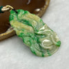 Type A Yellow and Spicy Green Jade Jadeite Nine Tail Fox Pendant - 19.43g 55.7 x 28.4 x 5.8mm - Huangs Jadeite and Jewelry Pte Ltd