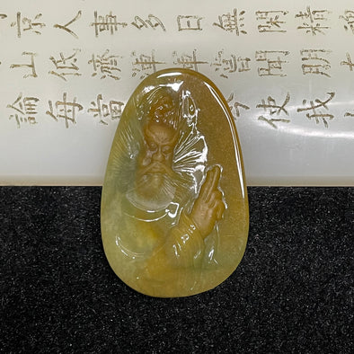 Type A Huang Fei Jade Jadeite Zhong Kui Pendant 15.59g 45.1 by 29.4 by 7.5mm - Huangs Jadeite and Jewelry Pte Ltd