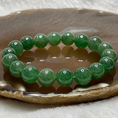 Rare High Quality Type A Full Green Jade Jadeite Beads Bracelet - 33.98g 10.4mm/bead 18 beads - Huangs Jadeite and Jewelry Pte Ltd