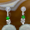 Type A Semi Icy Jade Jadeite Earrings 18k White gold, diamonds & white sapphires 5.08g 33.6 by 14.8 by 5.2mm - Huangs Jadeite and Jewelry Pte Ltd