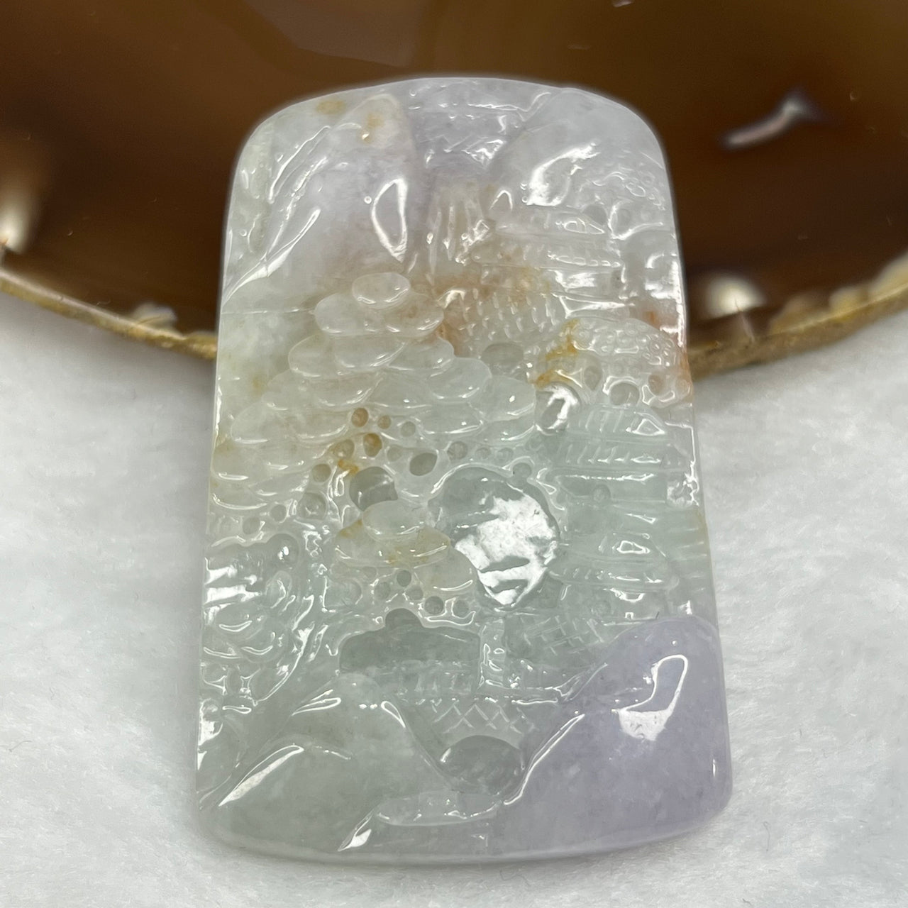 Type A 3 Colour Jade Jadeite Shan Shui 55.5g 66.5 by 42.9 by 9.4mm - Huangs Jadeite and Jewelry Pte Ltd
