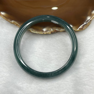 Type A Semi Icy Blueish Green Jadeite Bangle 51.83g inner diameter 62.1mm 11.8 by 7.5mm - Huangs Jadeite and Jewelry Pte Ltd