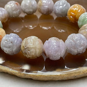 Type A Semi Icy Mixed Colour Om Mani PadMe Hum Bracelet 77.85g 15.2mm/bead 14 beads - Huangs Jadeite and Jewelry Pte Ltd