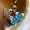 RARE Type A Blue Jade Jadeite Earring 18k white gold, natural diamonds & white sapphires 2.52g 21.7 by 8.7 by 5.2mm - Huangs Jadeite and Jewelry Pte Ltd