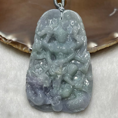 Type A Light Green & Lavender Jade Jadeite Acala & Dragon Necklace - 72.7g 71.6 by 46.4 by 11.7mm - Huangs Jadeite and Jewelry Pte Ltd