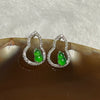 Type A Yang Green Jade Jadeite Hulu Earrings 18k white gold & natural diamonds 0.9g 10.8 by 7.3 by 2.9mm - Huangs Jadeite and Jewelry Pte Ltd