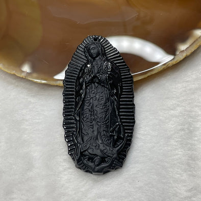Type A Black Jade Jadeite Mother Mary 33.63g 69.6 by 34.1 by 7.6mm - Huangs Jadeite and Jewelry Pte Ltd