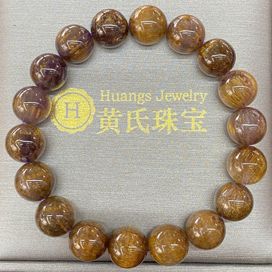 Natural Amethyst Cacoxenite Crystal Bracelet 10.4mm beads bracelet 30.63g - Huangs Jadeite and Jewelry Pte Ltd