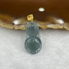 Type A Icy Blueish Green Jade Jadeite Hulu Pendant with 18k Gold Filled Clasp 2.02g 24.7 by 12.9 by 3.8 mm - Huangs Jadeite and Jewelry Pte Ltd