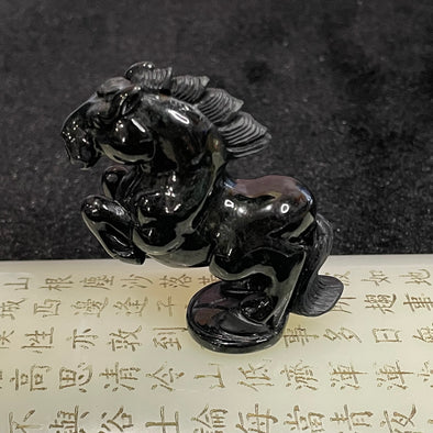 Type A Black Jade Jadeite Horse Display 49.79g 54.1 by 37.8 by 20.1mm - Huangs Jadeite and Jewelry Pte Ltd
