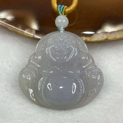Type A Icy Lavender Jade Jadeite Milo Laughing Buddha Pendant - 13.89g 33.3 by 35.2 by 6.6mm - Huangs Jadeite and Jewelry Pte Ltd