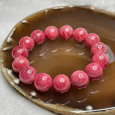 Natural Rhodonite Crystal Bracelet 81.03g 14.4mm/bead 15 beads - Huangs Jadeite and Jewelry Pte Ltd