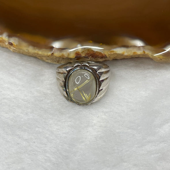 Natural Golden Rutilated Quartz 925 Silver Ring US 8 HK 18 6.49g 17.4 by 11.9 by 7.5mm - Huangs Jadeite and Jewelry Pte Ltd