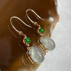 Type A Semi Icy Foot 脚踏实地 Jade Jadeite Earrings 18k Rose Gold 2.6g 30.6 by 7.8 by 6.7mm - Huangs Jadeite and Jewelry Pte Ltd