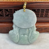 18K Type A Faint Lavender & Green Jade Jadeite Tu Di Gong Earth God Wealth Pendant -44.5g 53.3 by 44.8 by 11.6mm - Huangs Jadeite and Jewelry Pte Ltd